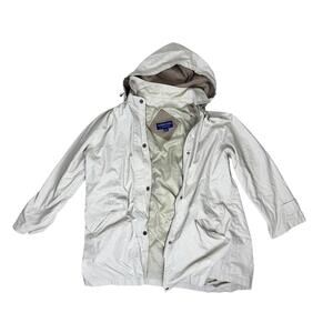 Men's Vintage London Fog Jacket Khaki with Hood Size Large